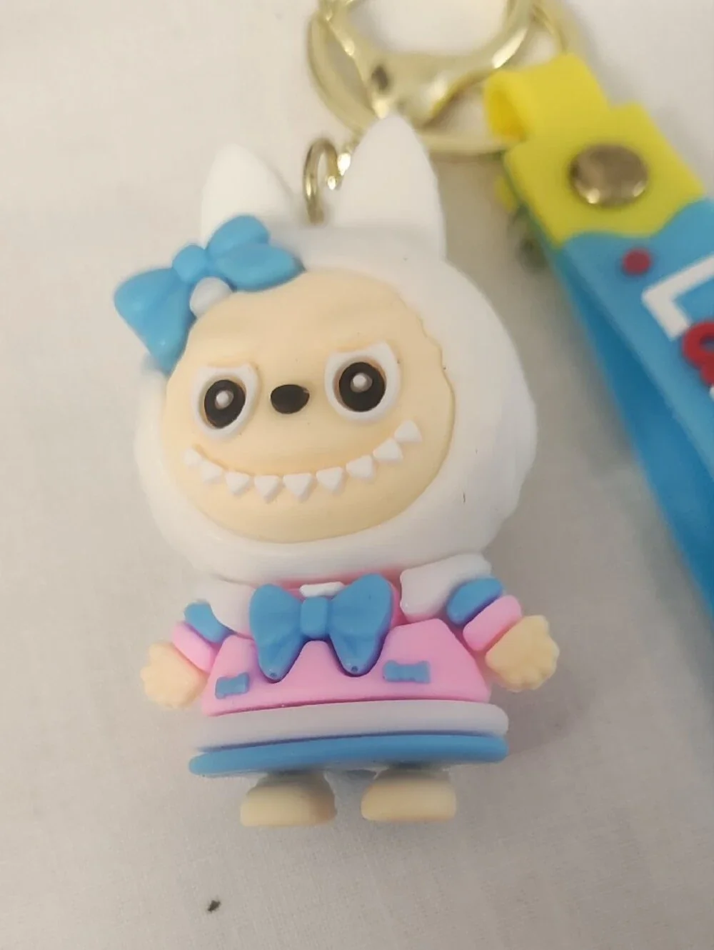 Labubu Blue & Yellow Character Keychain with Cute Doll Charm